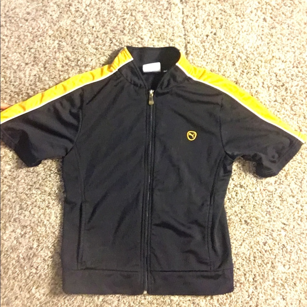 🔥🔥 Vintage Short sleeved dark blue and gold Puma track jacket